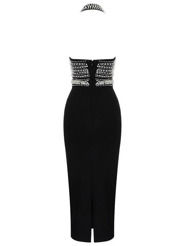 Isabella Halterneck Pearls Bandage Dress In Black sold by Mew Mews product image thumbnail 3