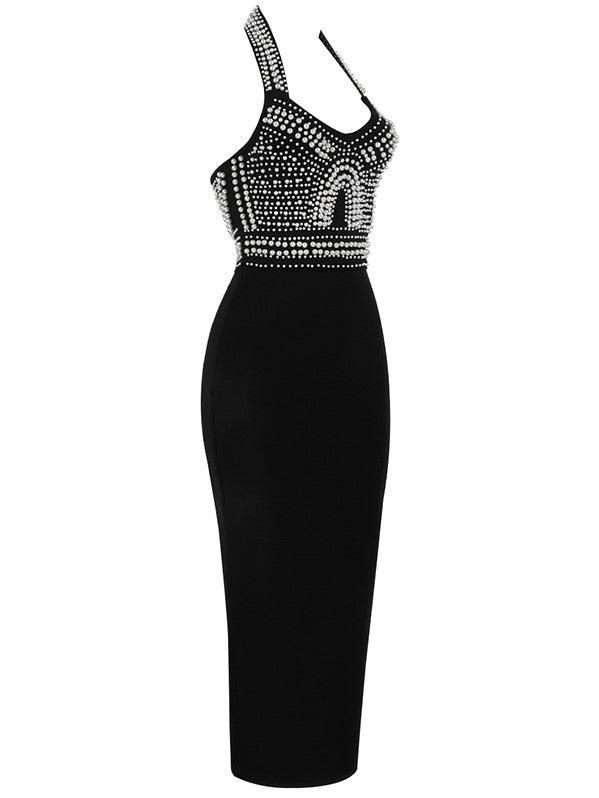 Isabella Halterneck Pearls Bandage Dress In Black sold by Mew Mews product image thumbnail 2