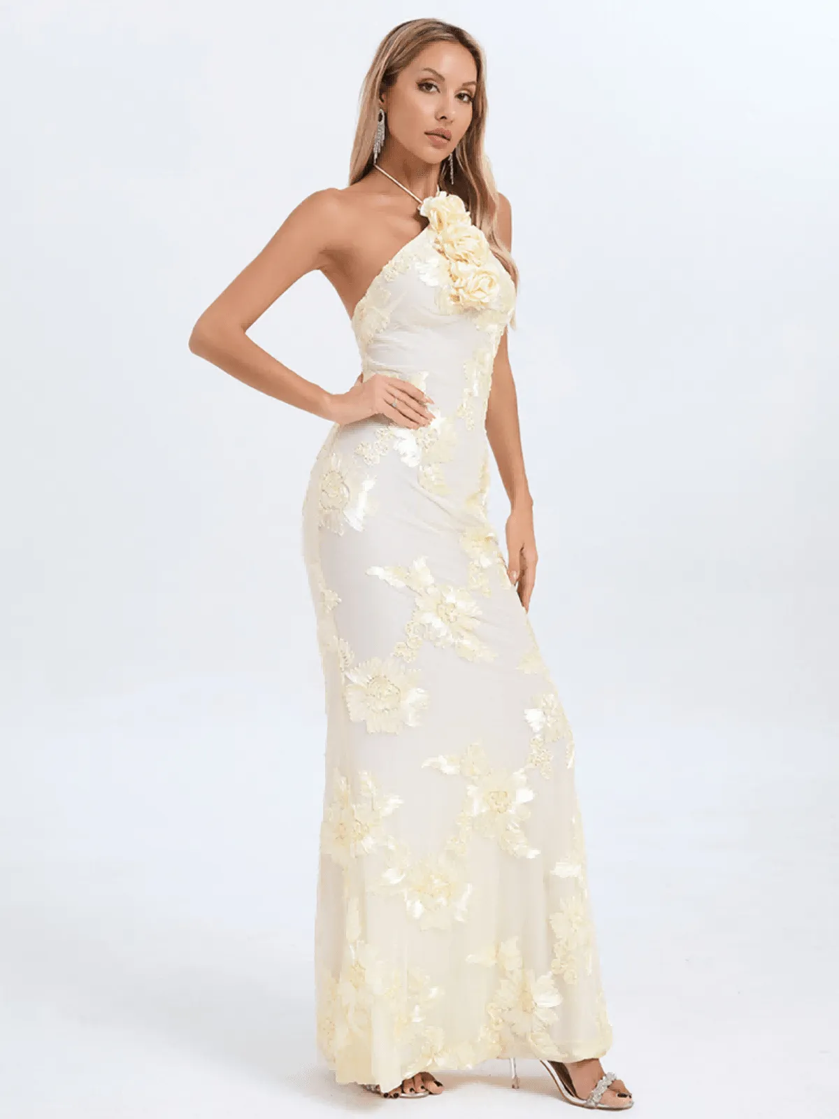 Aedin Halterneck Flower Maxi Dress sold by Mew Mews product image thumbnail 4