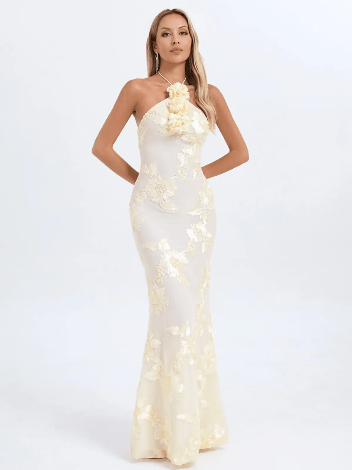 Aedin Halterneck Flower Maxi Dress sold by Mew Mews product image thumbnail 5