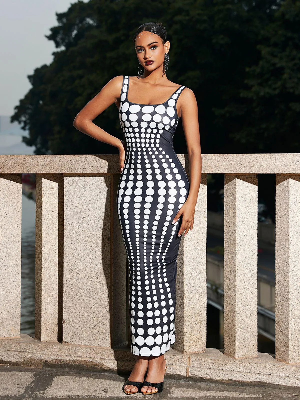 Ishi Dot Printed Maxi Dress In White sold by Mew Mews