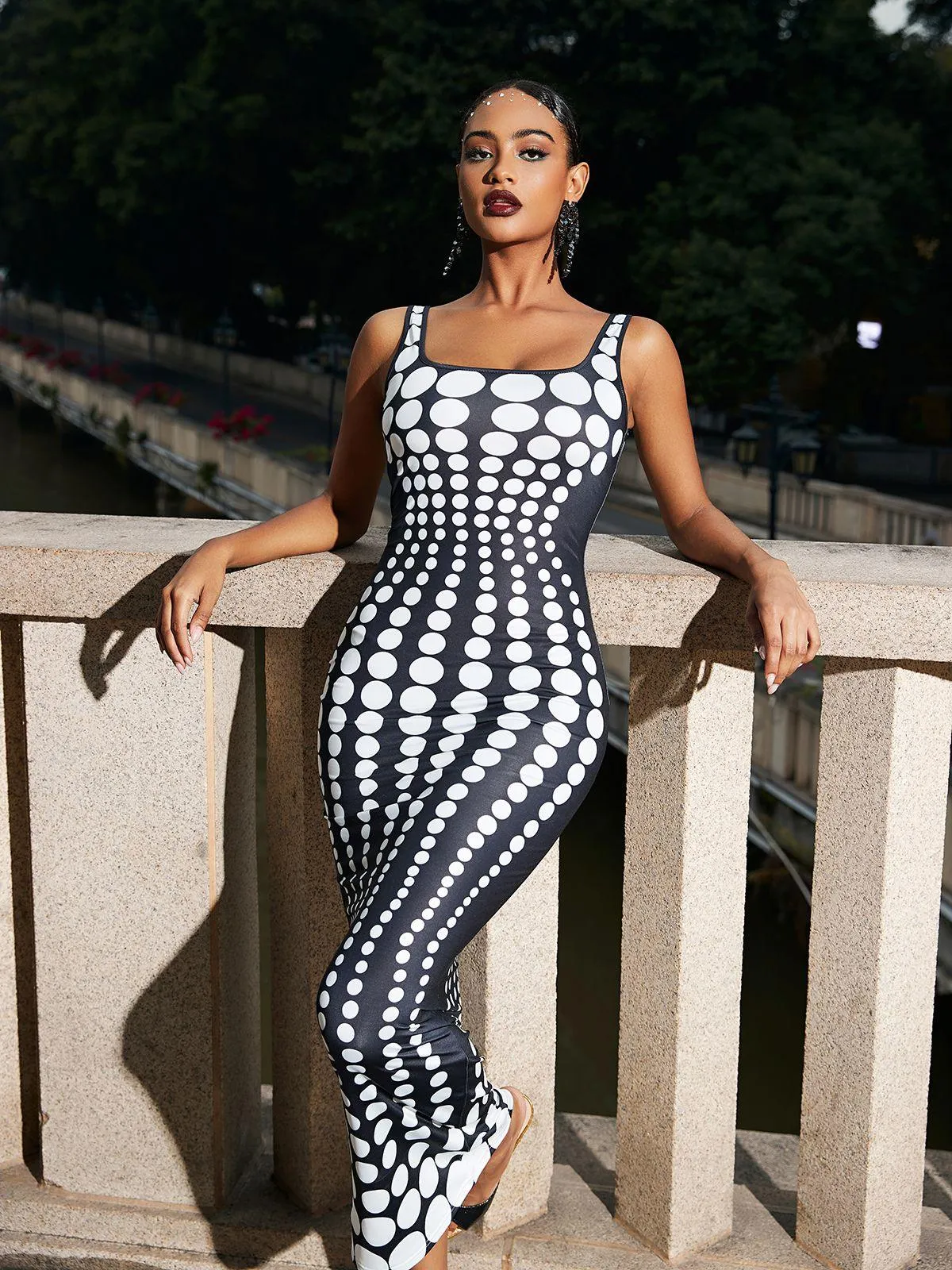 Ishi Dot Printed Maxi Dress In White sold by Mew Mews product image thumbnail 2