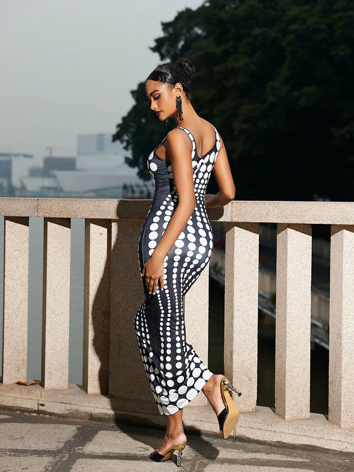 Ishi Dot Printed Maxi Dress In White sold by Mew Mews product image thumbnail 5