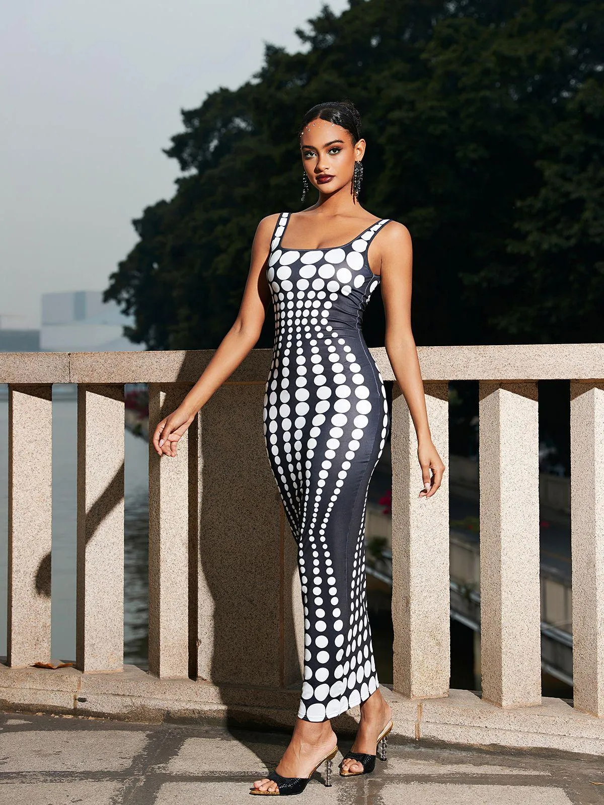 Ishi Dot Printed Maxi Dress In White sold by Mew Mews product image thumbnail 3