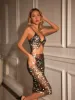 Massimo Cutout Diamond Mesh Midi Dress sold by Mew Mews