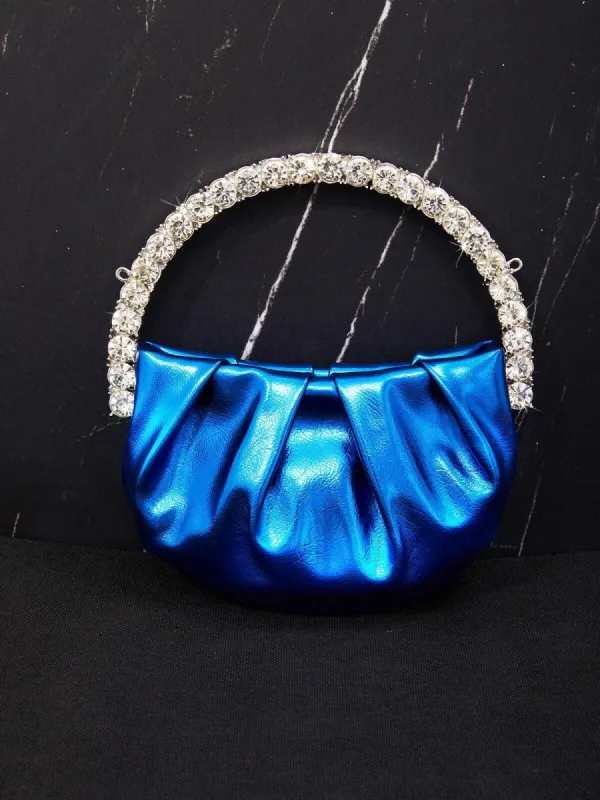 Skye Crystal Embellished Clutch In Blue sold by Mew Mews