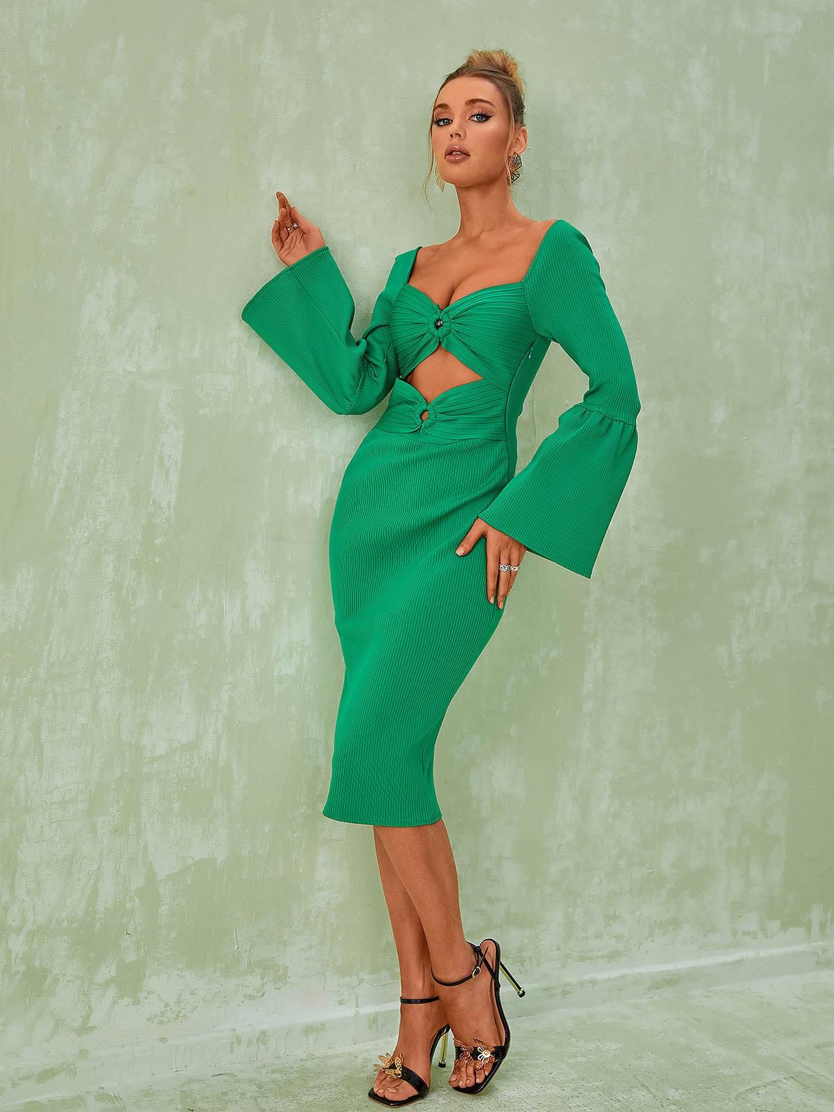 Morven Long Sleeve Bandage Midi Dress sold by Mew Mews product image thumbnail 2
