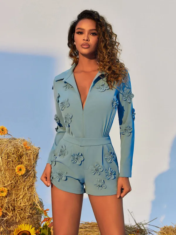 Dashiell Floral Embellished Romper sold by Mew Mews