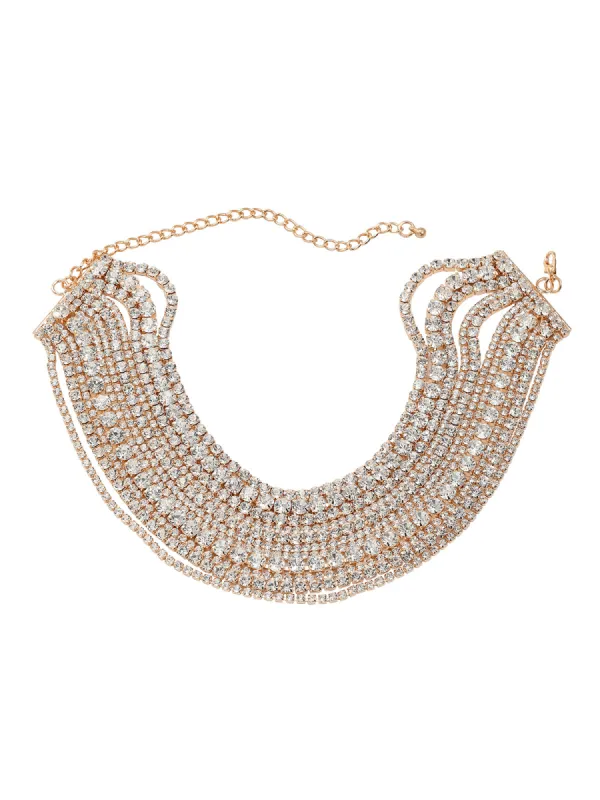 Jago Multi Layered Crystal Necklace In Glod sold by Mew Mews