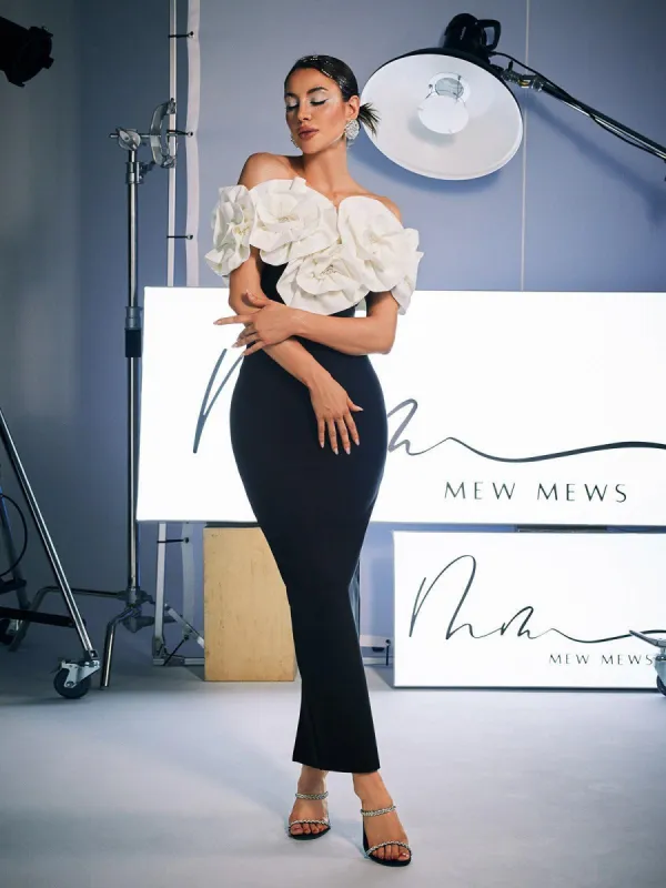 Creed Off Shoulder Flower Bandage Dress sold by Mew Mews