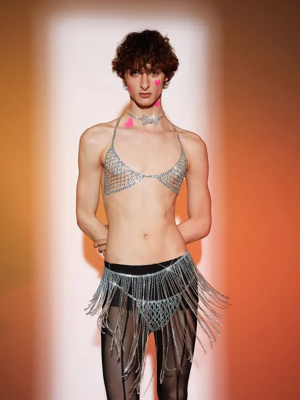 Blane Blue Crystal Fringe Three Piece Set sold by Mew Mews