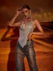 Elara V Neck Chainmail Top In Silver sold by Mew Mews