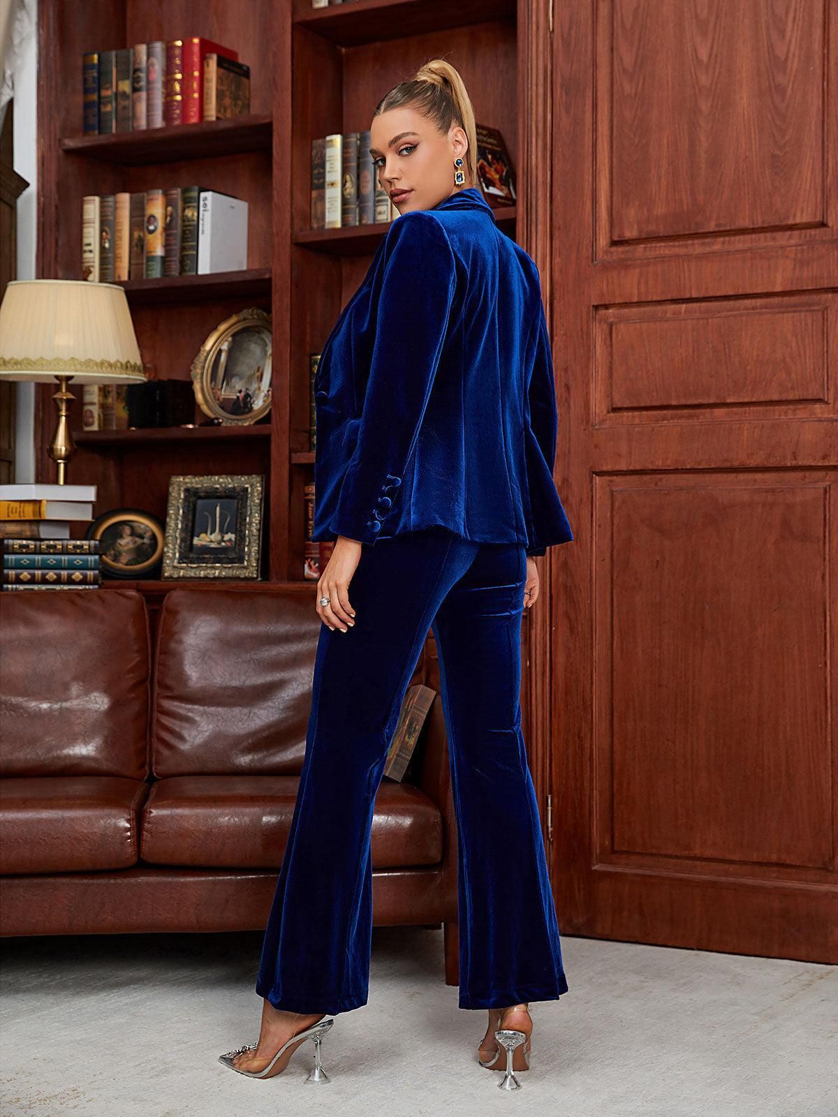 Yasmin Velvet Blazer Set In Royal Blue sold by Mew Mews product image thumbnail 6