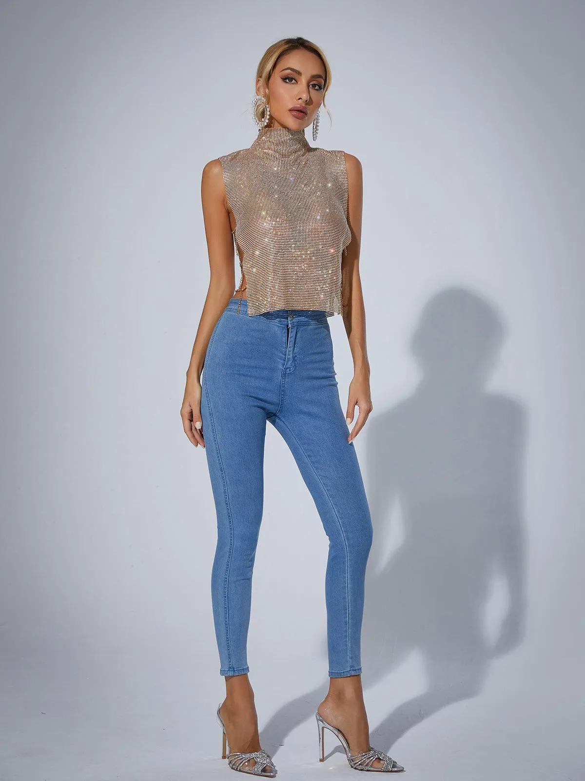 Marilyn Split Chain Chainmail Top In Gold sold by Mew Mews product image thumbnail 5