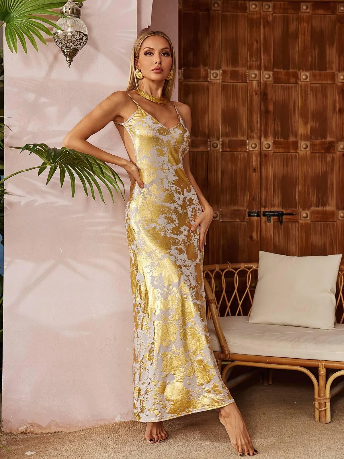 Remiel Backless Meatllic Maxi Dress sold by Mew Mews product image thumbnail 5
