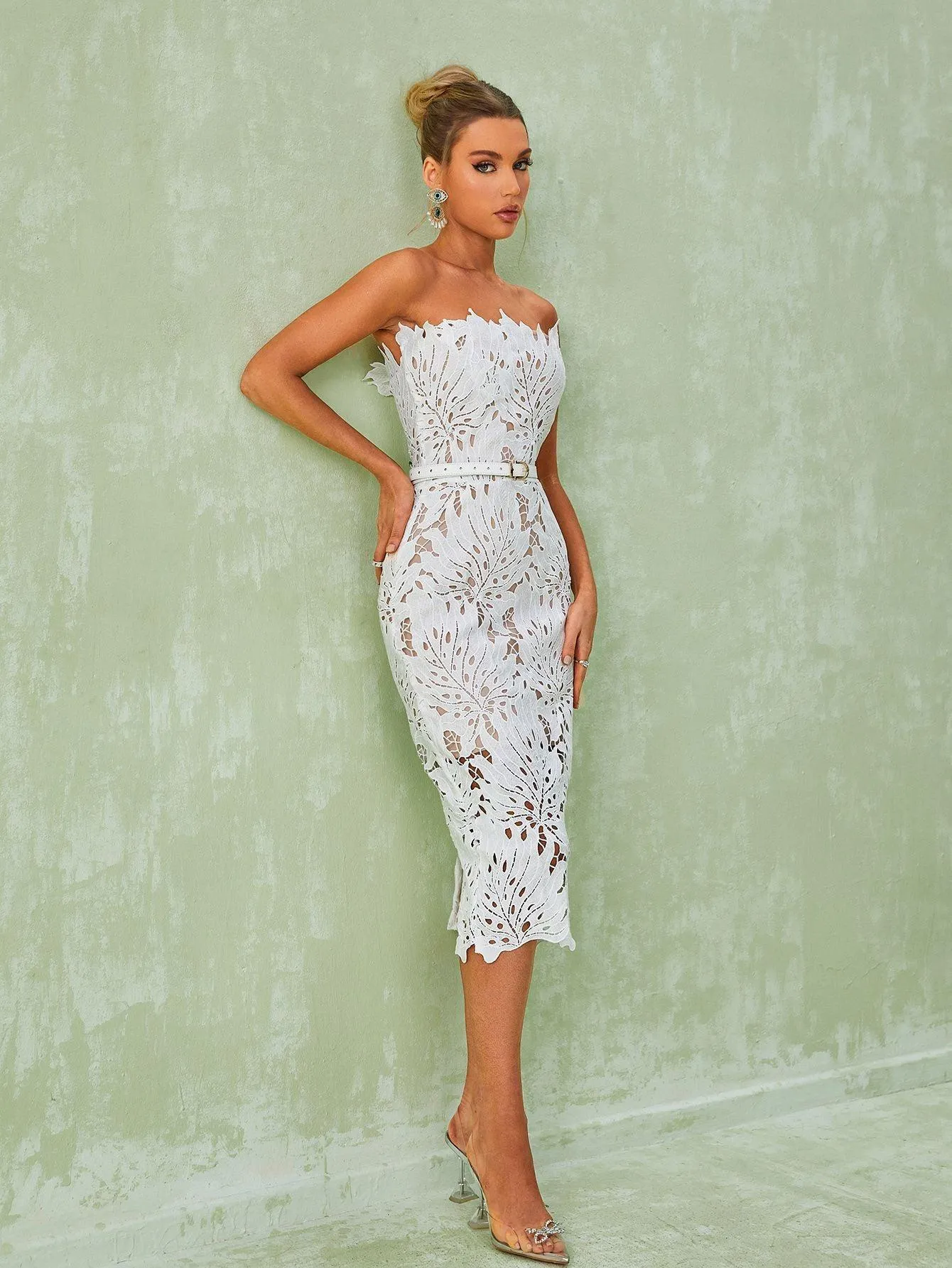 Despina White Lace Midi Dress sold by Mew Mews product image thumbnail 5