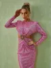 Aviva Long Sleeve Cutout Sequin Maxi Dress In Pink sold by Mew Mews