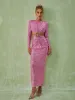 Aviva Long Sleeve Cutout Sequin Maxi Dress In Pink sold by Mew Mews