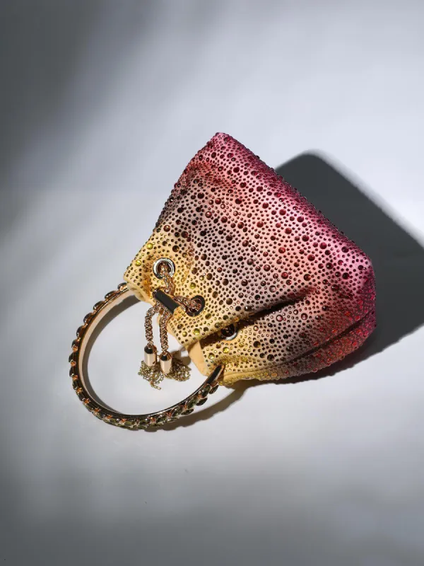 Mattea Crystal Embellished Bucket Bag In Ombre sold by Mew Mews