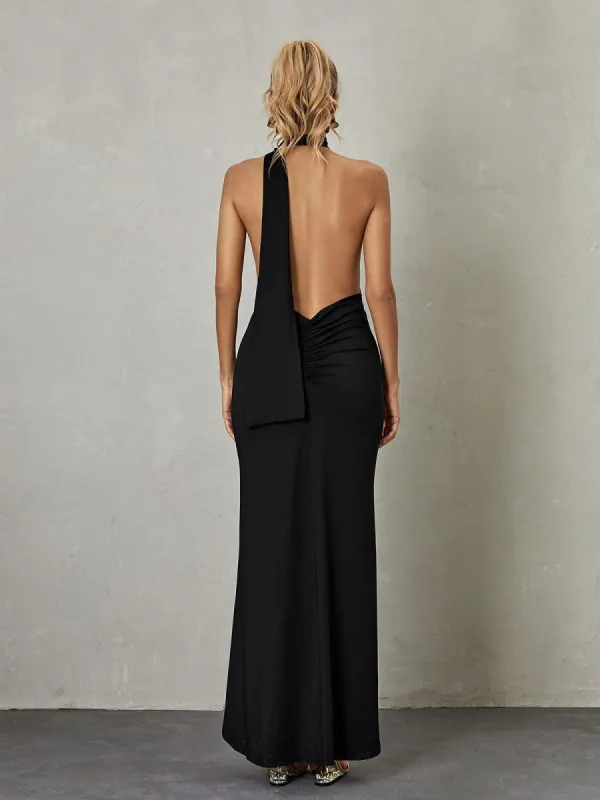 Toula Backless Maxi Dress In Black sold by Mew Mews