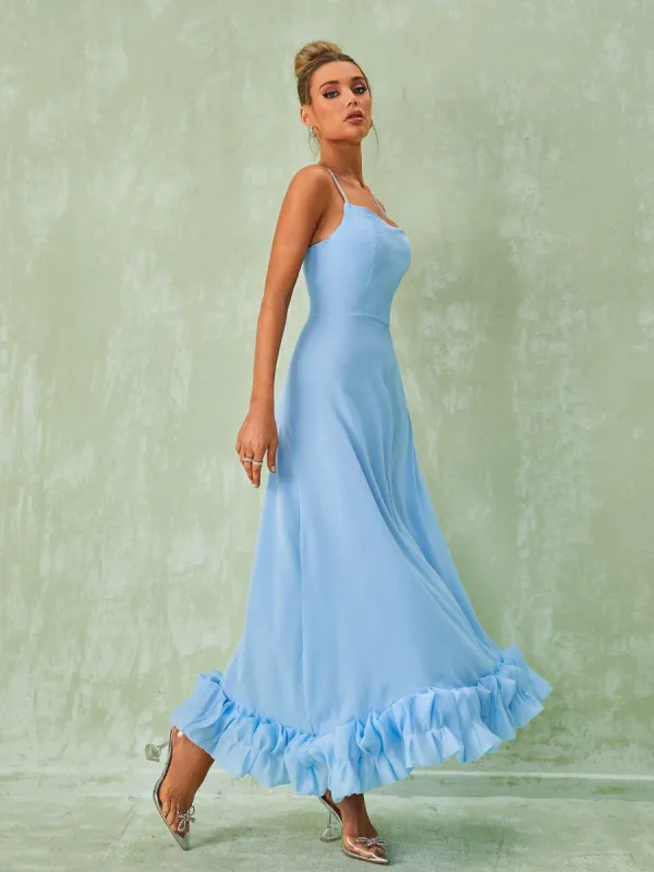 Ilsa Spaghetti Maxi Dress In Blue sold by Mew Mews