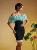 Koda Strapless Fringe Flower Bandage Mini Dress sold by Mew Mews