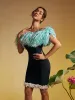 Koda Strapless Fringe Flower Bandage Mini Dress sold by Mew Mews