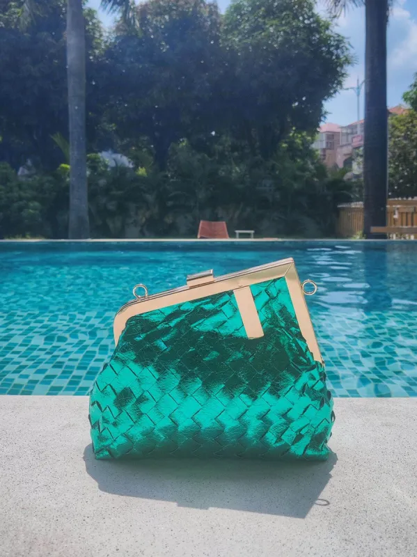 Thelasar Quilted Chain Bag In Green sold by Mew Mews