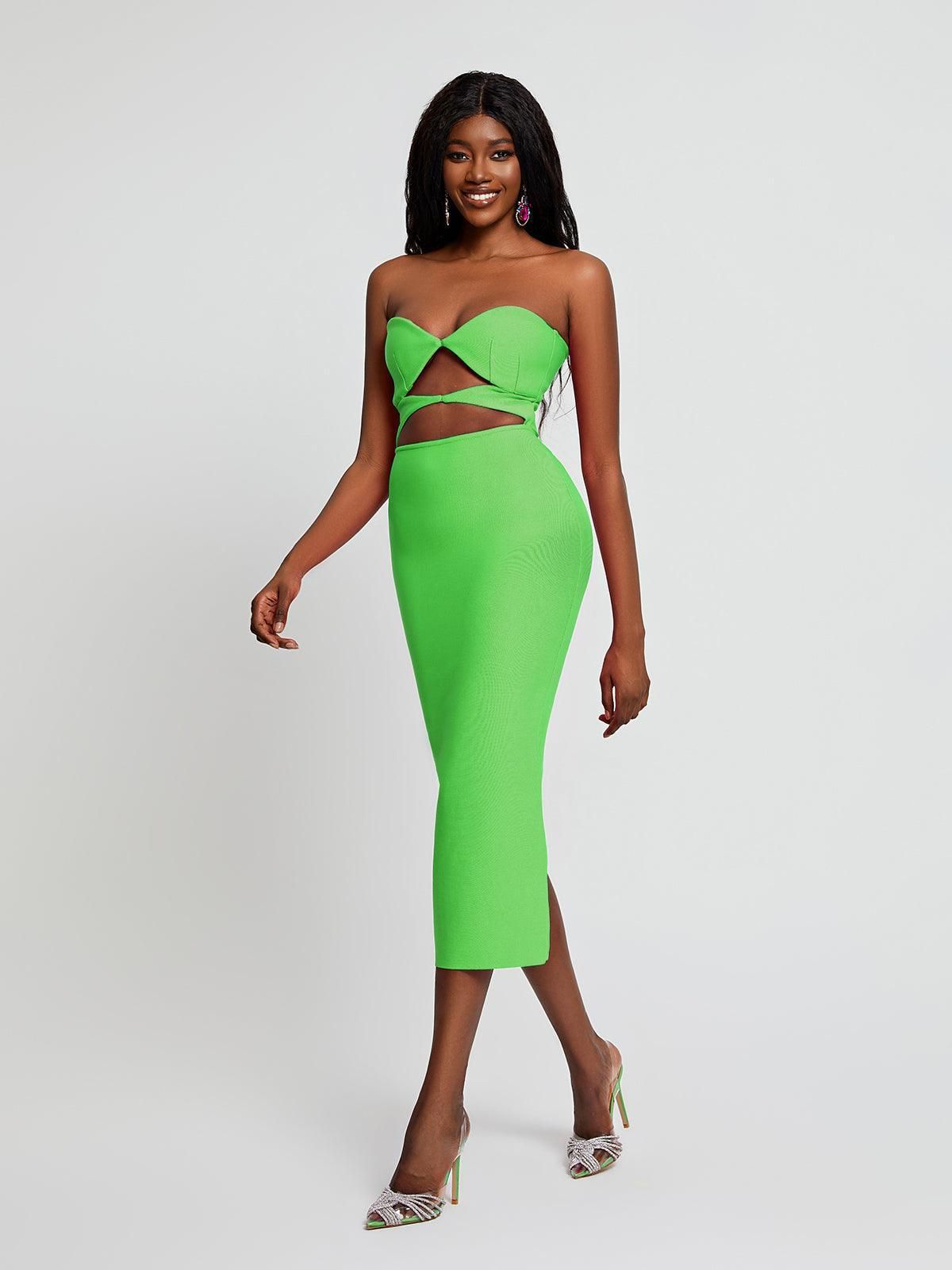 Uma Strapless Cutout Bandage Dress In Green sold by Mew Mews product image thumbnail 4