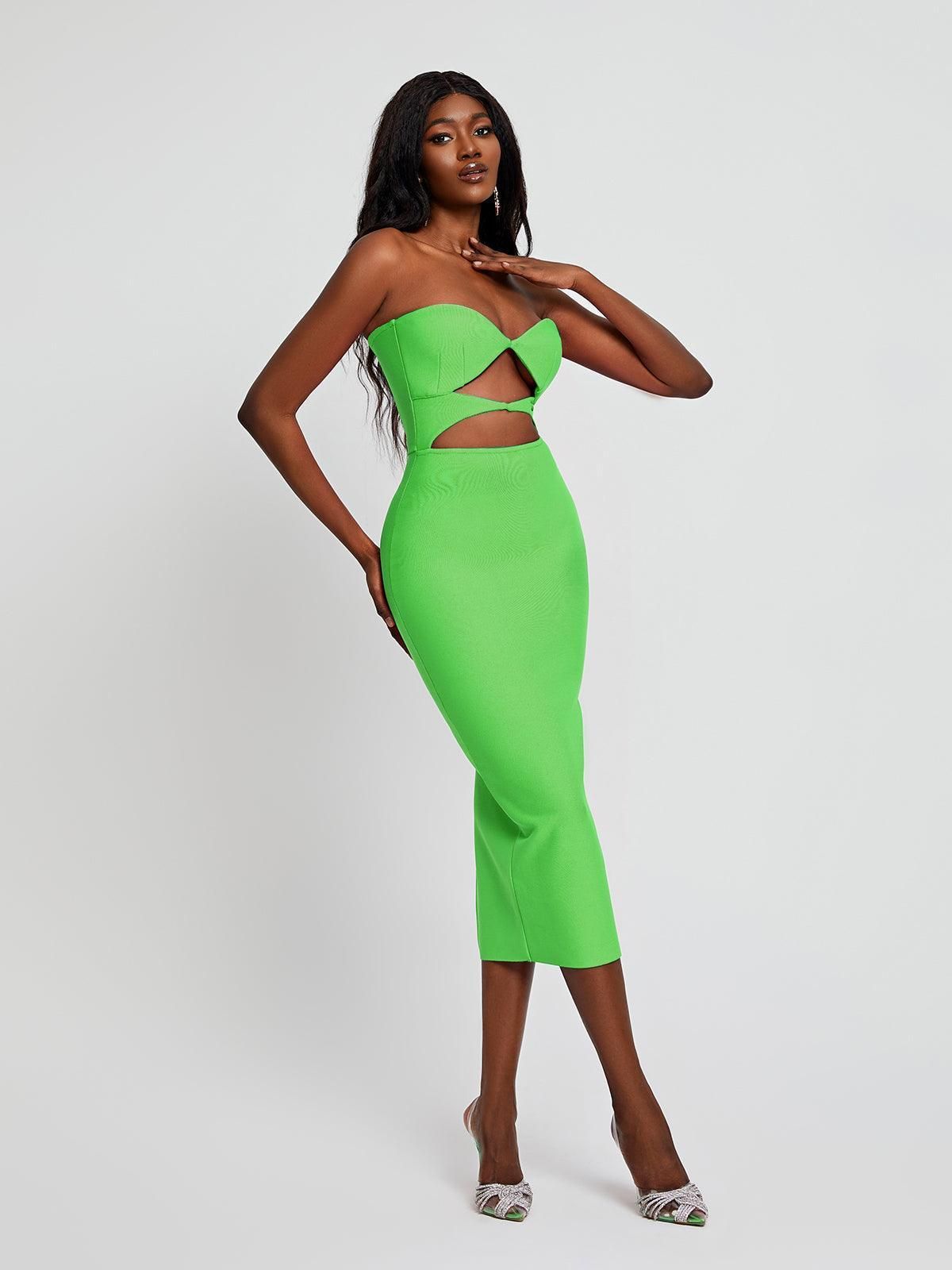 Uma Strapless Cutout Bandage Dress In Green sold by Mew Mews product image thumbnail 5