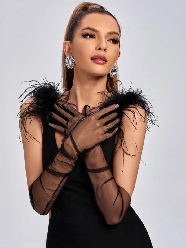 Nia Tulle Gloves In Black sold by Mew Mews