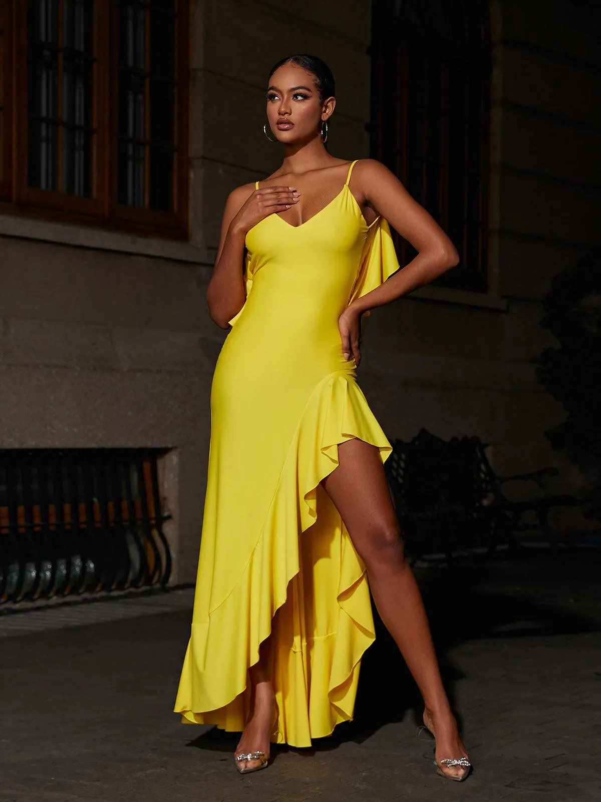 Petal Backless Maxi Dress In Yellow sold by Mew Mews product image thumbnail 3