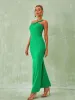 Emi One Shoulder Backless Maxi Dress In Green sold by Mew Mews