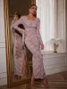 Maret Pearl Fringe Mesh Maxi Dress sold by Mew Mews