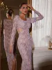 Maret Pearl Fringe Mesh Maxi Dress sold by Mew Mews