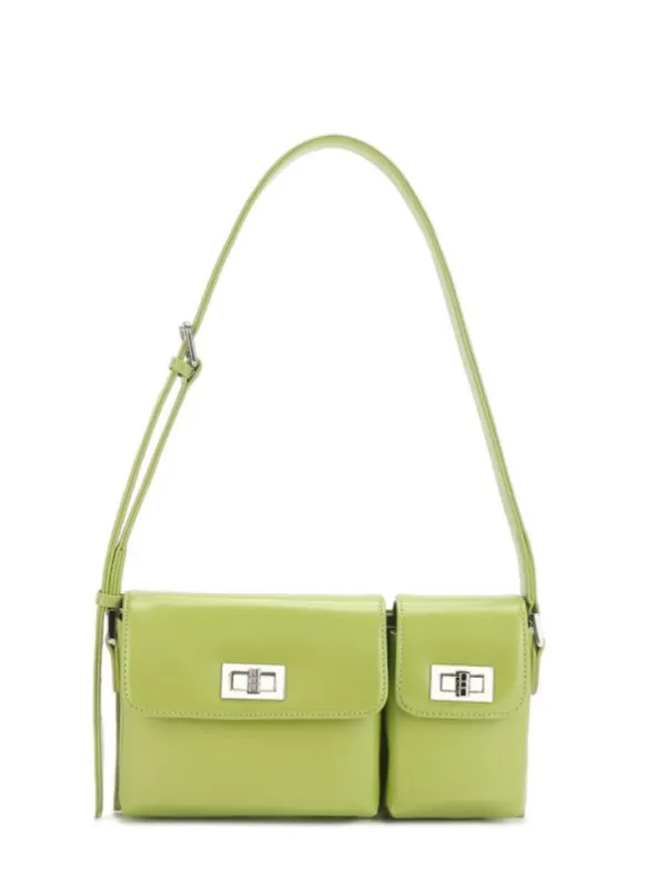 Remus Leather Double Clutch In Green sold by Mew Mews