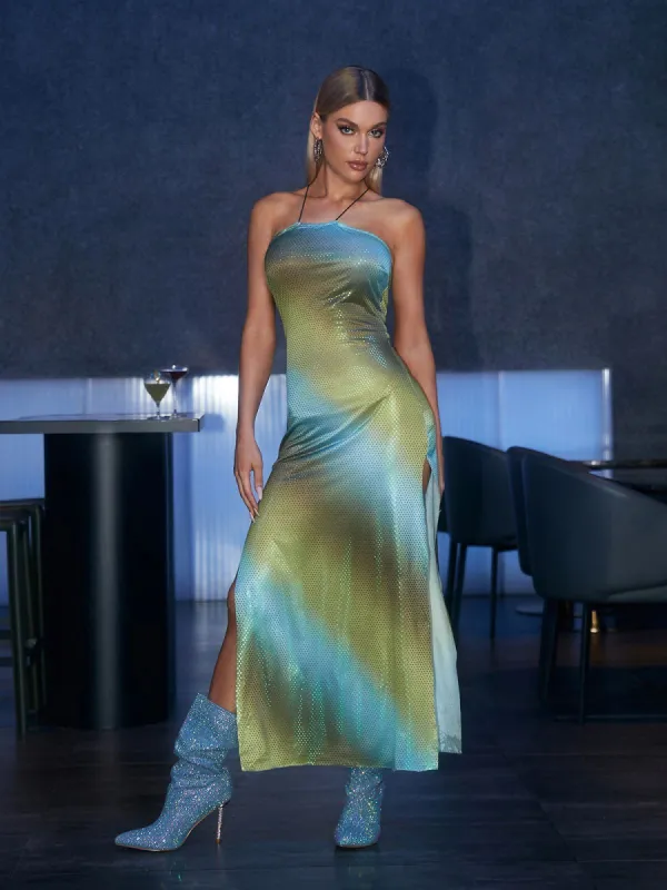 Grady Halterneck Glitter Maxi Dress sold by Mew Mews