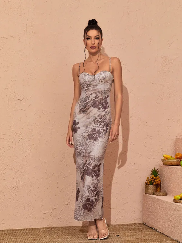 Magnolia Spaghetti Printed Midi Dress sold by Mew Mews