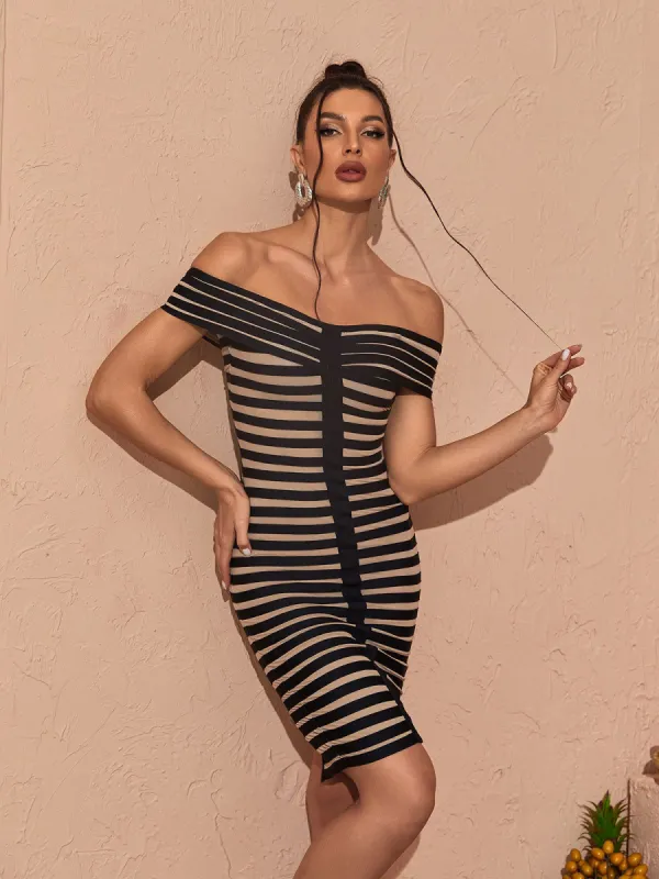 Gatlin Off Shoulder Mesh Mini Dress sold by Mew Mews