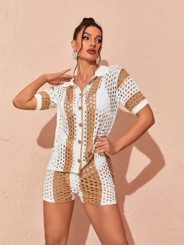 Bishop Hollow Knitted Shorts Two Piece Set made by Mew Mews