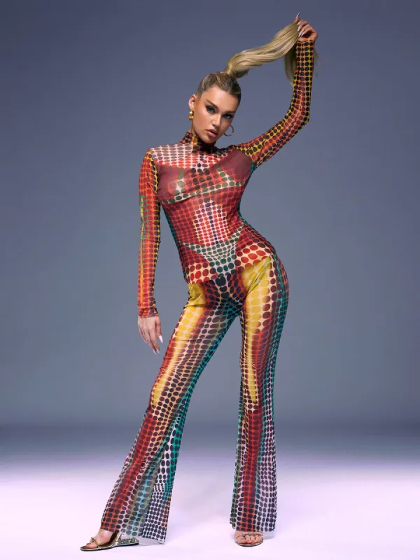 Ishi Long Sleeve Dot Pants Set In Multi made by Mew Mews