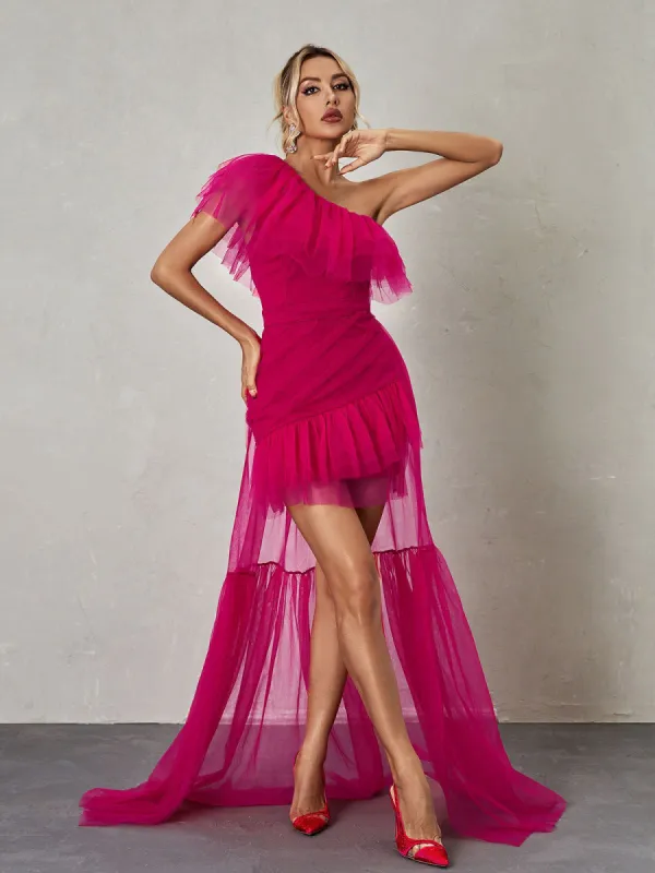 Margaret One Shoulder Tulle Mini Dress sold by Mew Mews