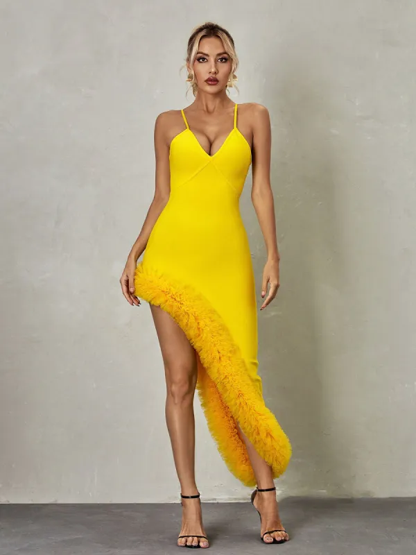 Egeria V Neck Asymmetric Bandage Dress sold by Mew Mews