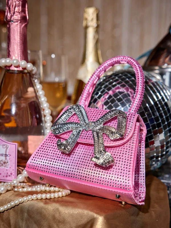 Koko Bow Embellished Mini Tote Bag In Pink sold by Mew Mews