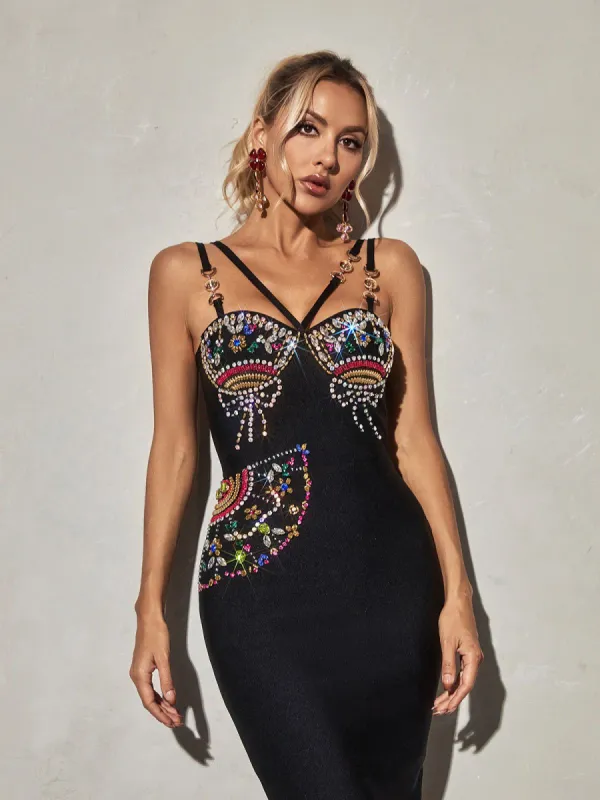 Rowen Embellished Bandage Midi Dress sold by Mew Mews