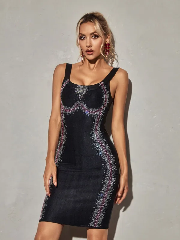 Teigen Rhinestone Bandage Dress sold by Mew Mews