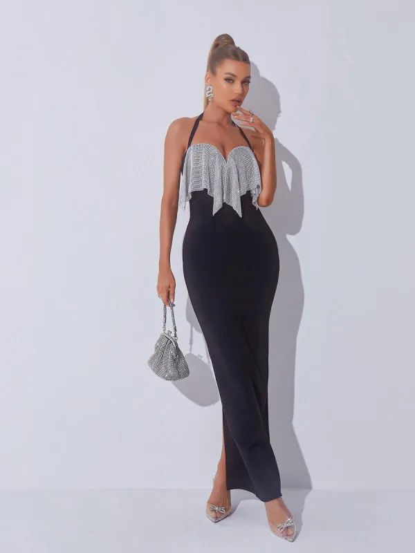 Rosaline Halterneck Split Bandage Dress sold by Mew Mews