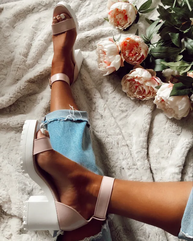 Nude Cleated Heel Chunky Sandal sold by Fearless