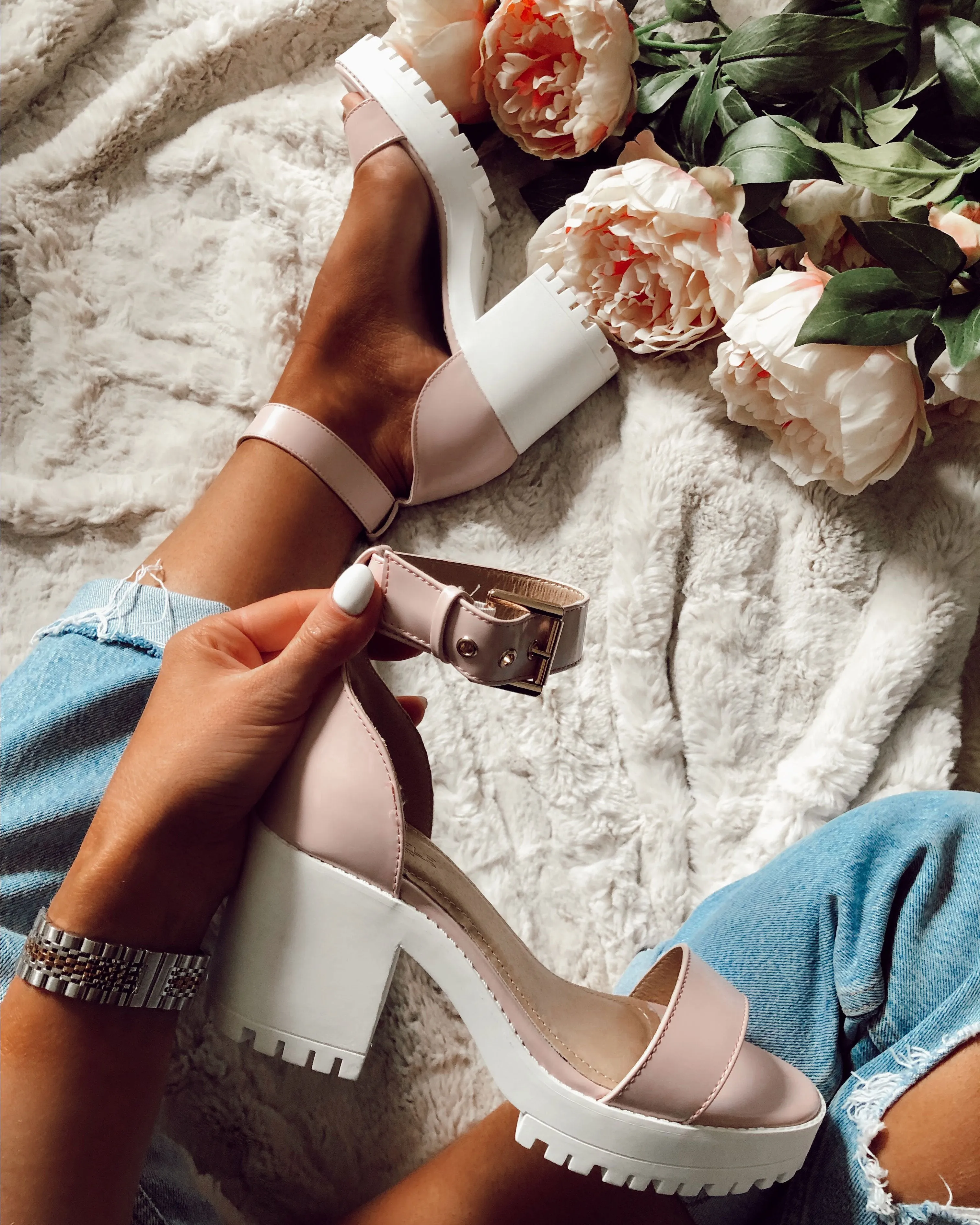 Nude Cleated Heel Chunky Sandal sold by Fearless product image thumbnail 5