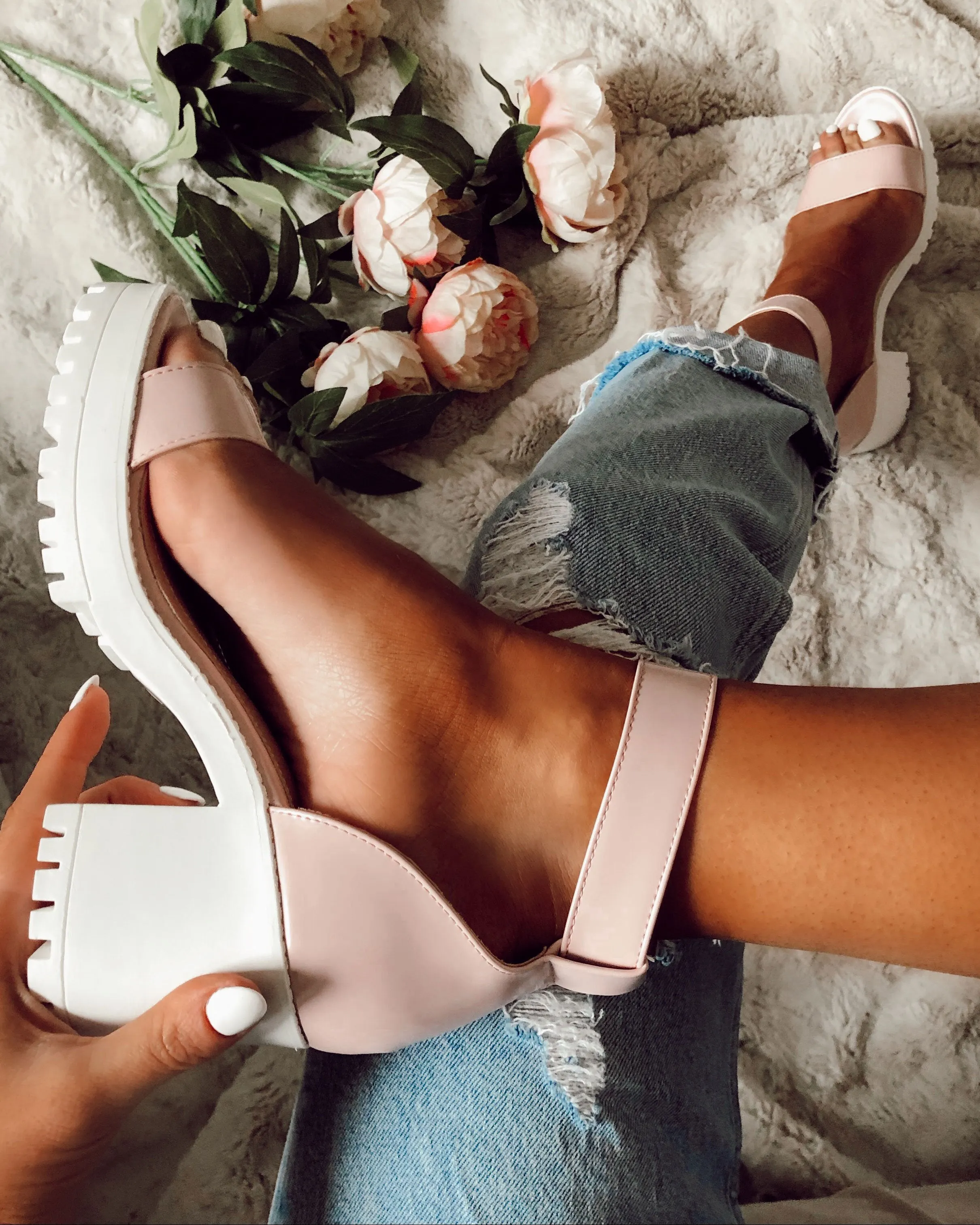 Nude Cleated Heel Chunky Sandal sold by Fearless product image thumbnail 2